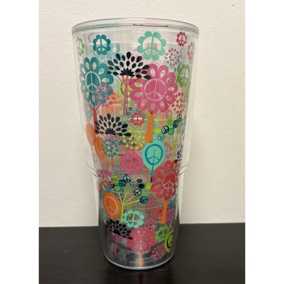 Tervis Plastic Tumbler Peace Signs, Flowers, and Trees Multicolor Boho Floral - Picture 1 of 5